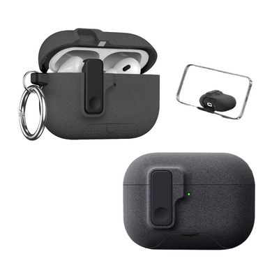 Capa Protetora Nerdcase Compatível com AirPods Pro 3, Suporte Adaptado, Silicone Rígido Cinza