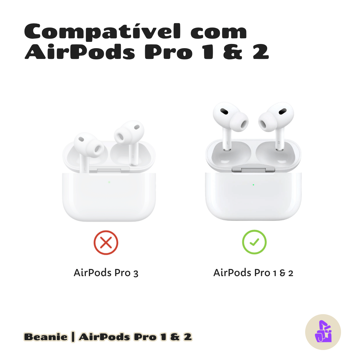 Capa de Pelúcia Nerdcase para AirPods Pro 1 e 2, Cachorro Beanie