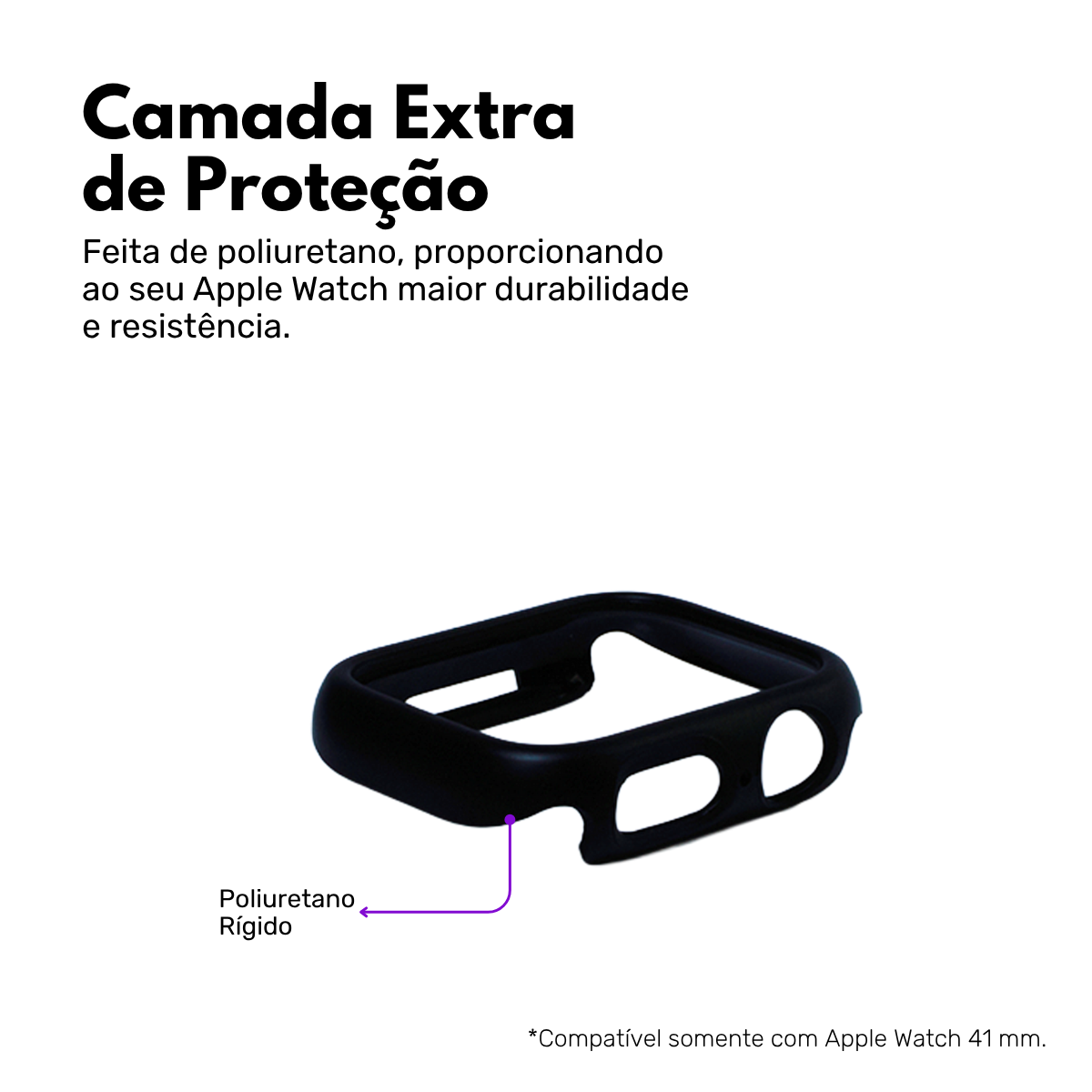 Kit com 2 Capas Moldura Protetora Nerdcase, Compatível com Apple Watch 41mm, Sem Vidro, Preta