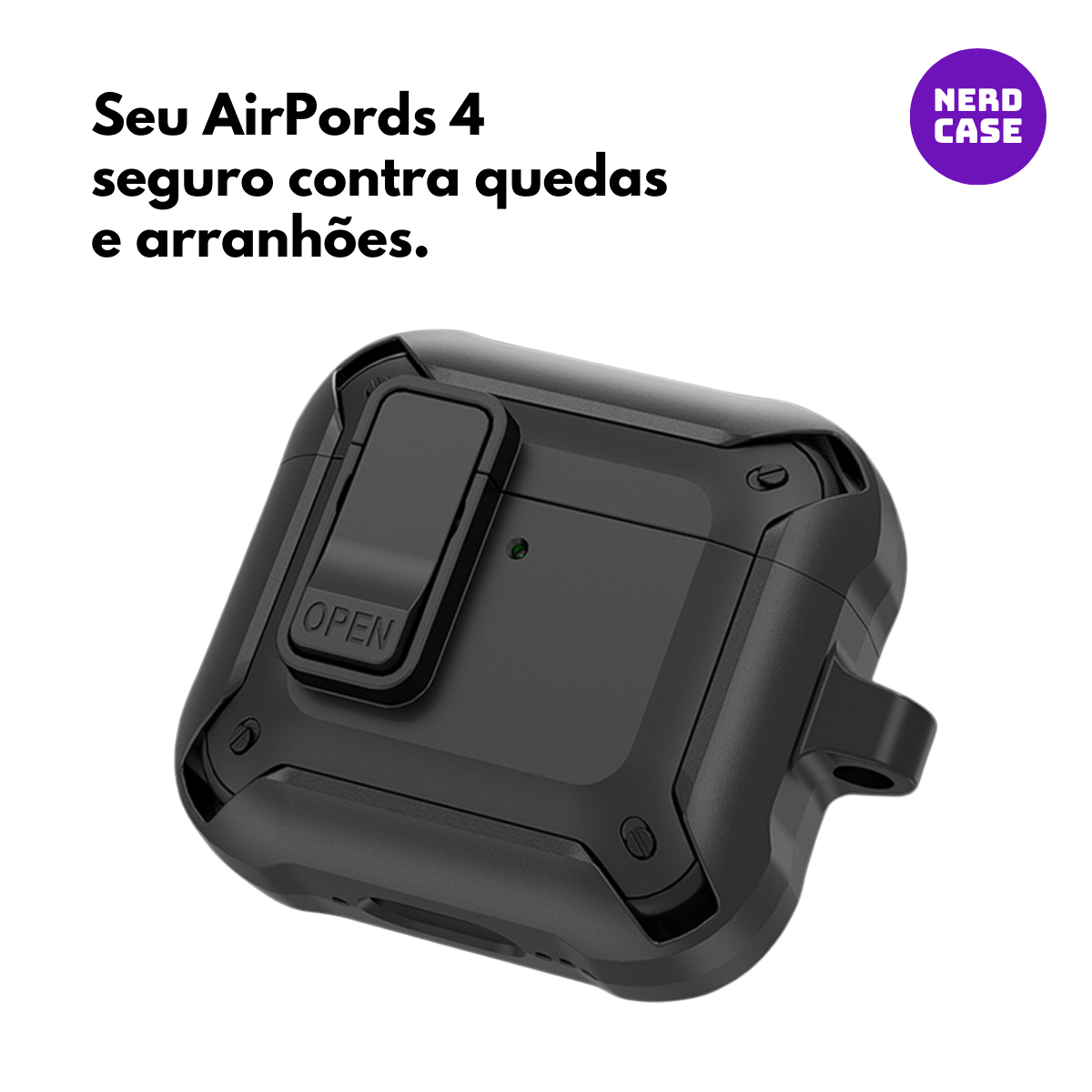 Case, Capa Resistente Preta para AirPods 4