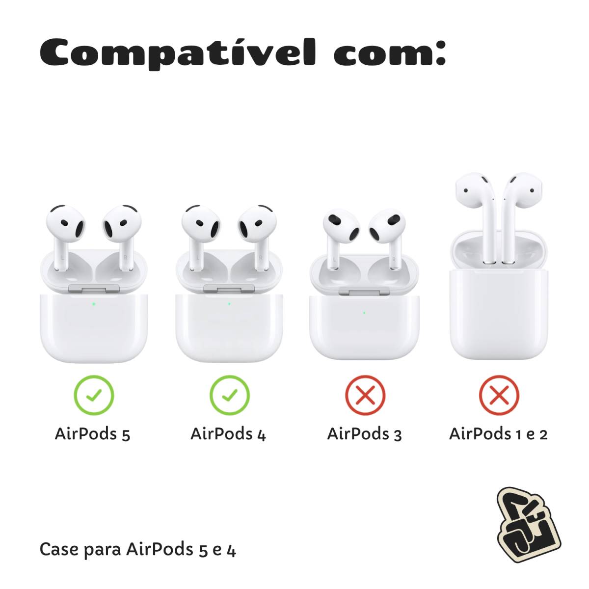 Kit Basic Capa de Silicone 5 em 1 para AirPods 4 e 5