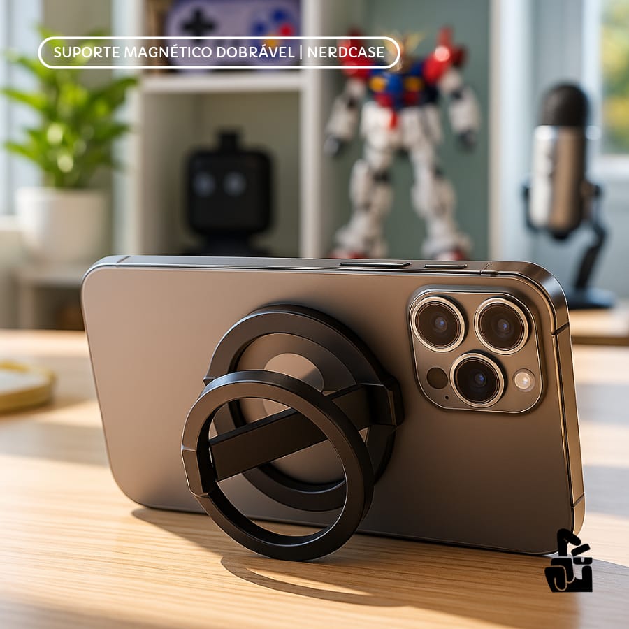 Suporte de Mesa Magnético Nerdcase Dobrável em Metal, Para Celular