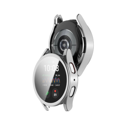 Capa com Película de  Vidro Nerdcase Compatível com Samsung Galaxy Watch 5 Pro 45mm, Prata Cromado