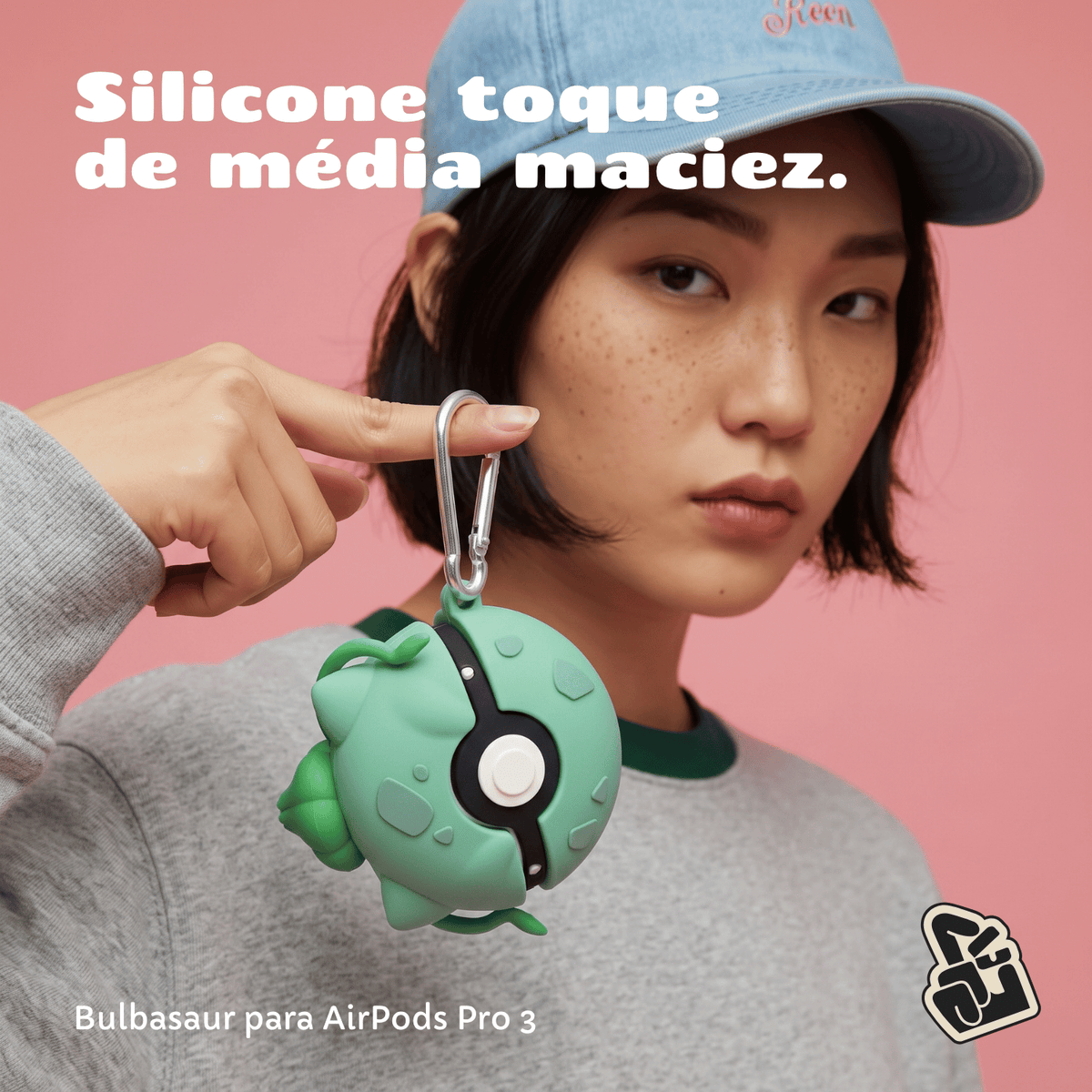 Capa Protetora Nerdcase para AirPods Pro 3, Silicone, Pokémon Bulbassauro