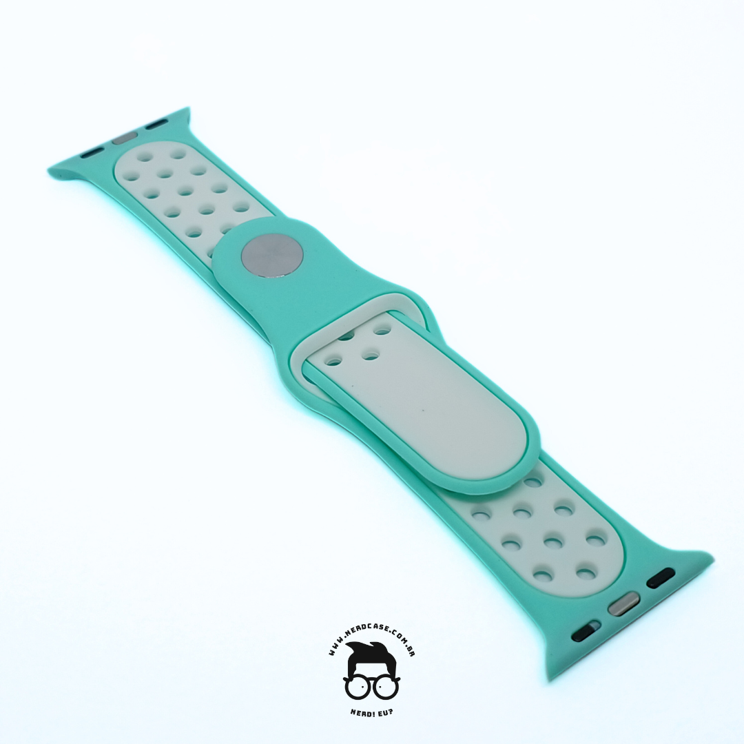 Pulseira 38/40/41mm para Apple Watch, Verde Água/Branco