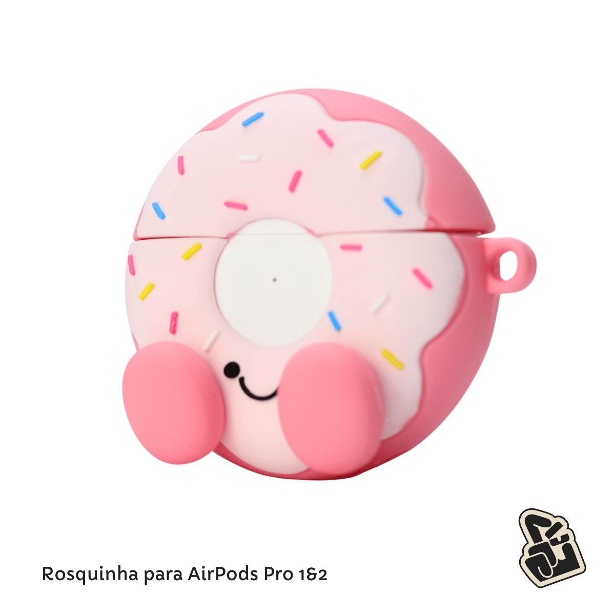Kit Limpador para Fones e Capa Protetora de Silicone Nerdcase para AirPods Pro 1 e 2, Rosquinha Donuts Rosa