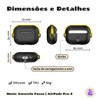 Capa Protetora de Silicone Nerdcase para AirPods Pro 3, Music Preta com detalhe Amarelo