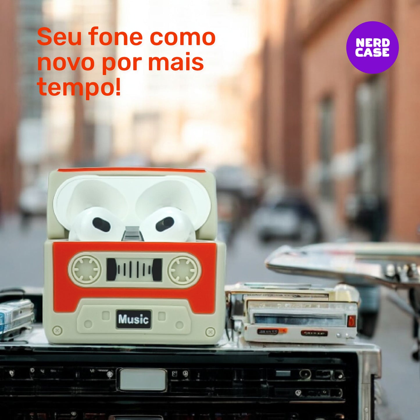 Kit Limpador e Capa Fita Cassete para AirPods 4