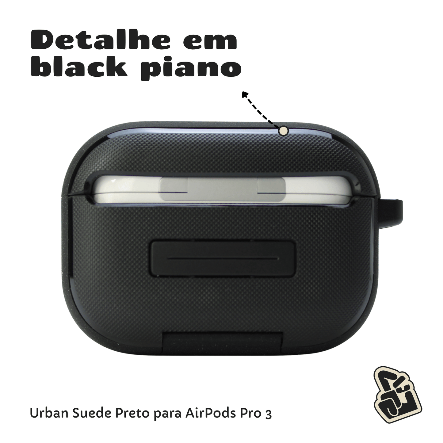 Kit Limpador para Fones e Capa Protetora de Silicone Nerdcase para AirPods Pro 3, Urban Suede Preto