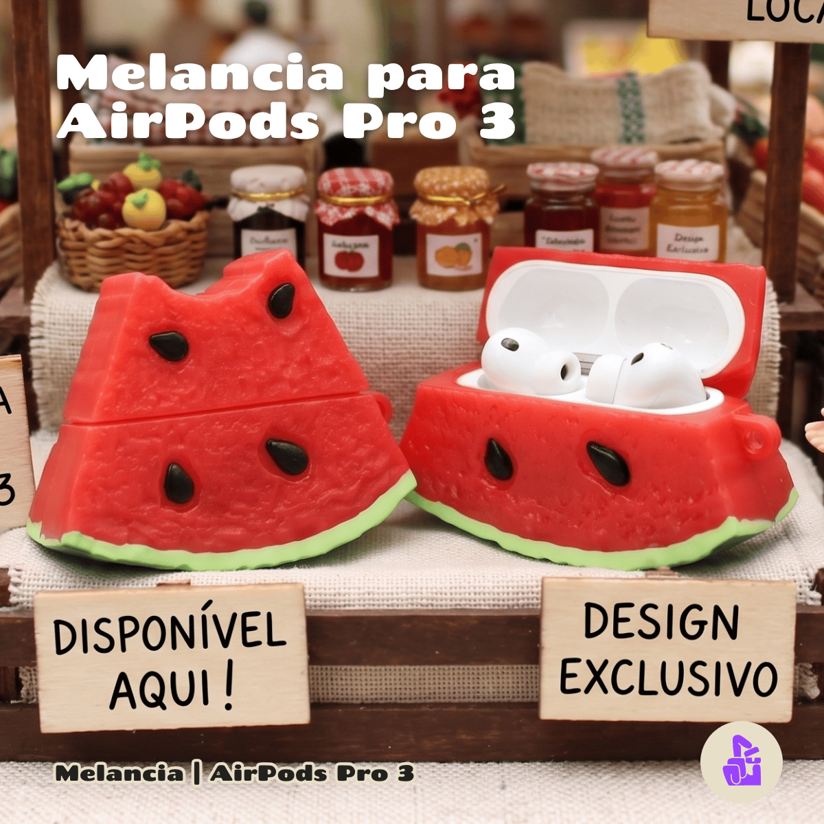 Capa Protetora de Silicone Nerdcase para AirPods Pro 3, Melancia