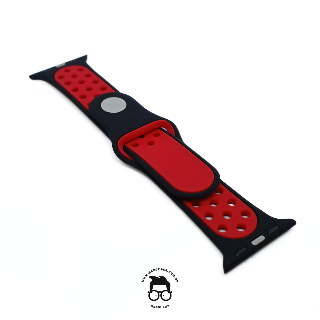 Pulseira 42/44/45/49mm para Apple Watch, Preto/Vermelho