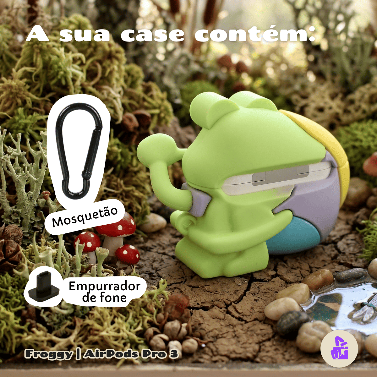Capa Protetora de Silicone Nerdcase para AirPods Pro 3, Peixe Froggy