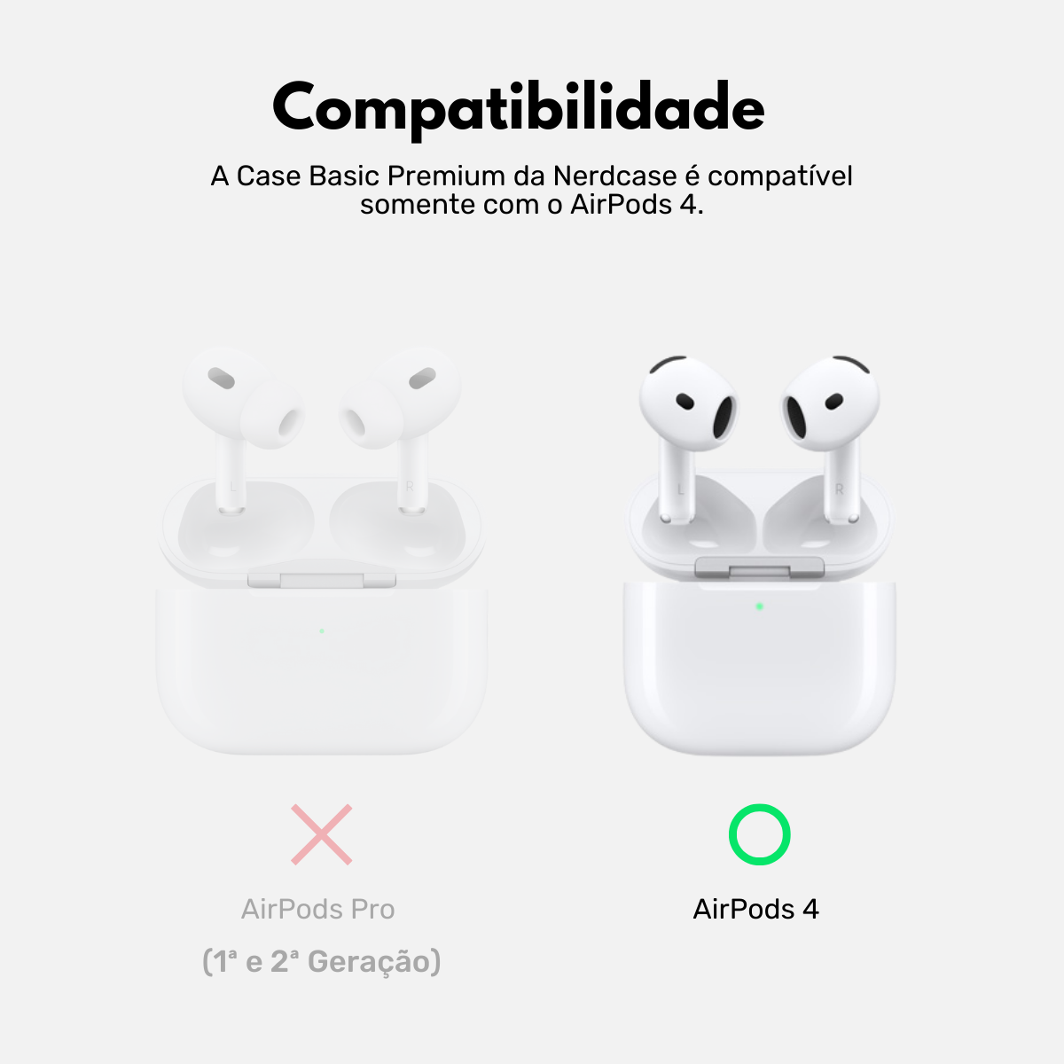 Capa Protetora Nerdcase Compatível com AirPods 4, Silicone Premium, Cinza Escuro