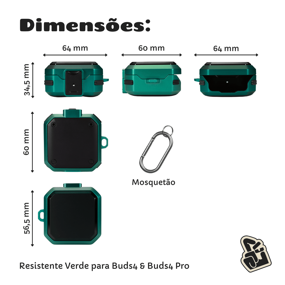 Capa Protetora Nerdcase para Samsung Galaxy Buds 4, Buds 4 Pro, Silicone Premium Resistente, Verde