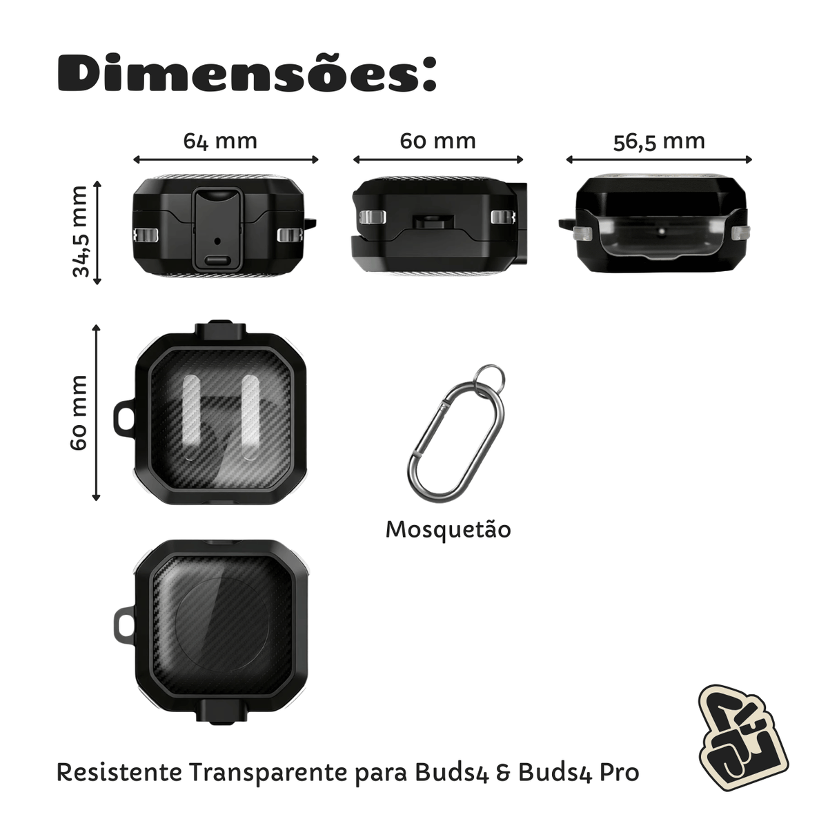 Capa Protetora Nerdcase para Samsung Galaxy Buds 4, Buds 4 Pro, Silicone Premium Resistente, Transparente