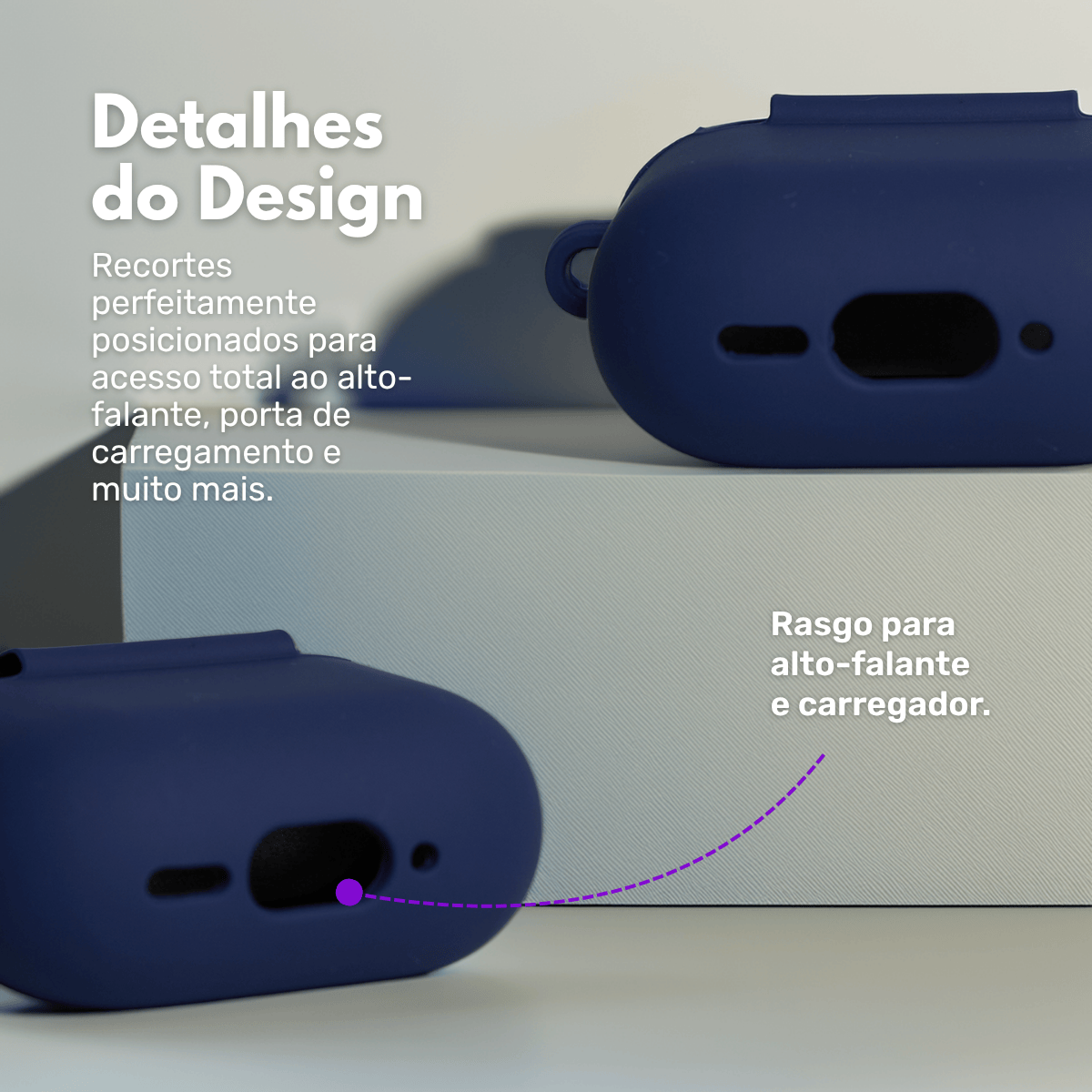 Case Silicone Premium para AirPods 4 Azul Marinho