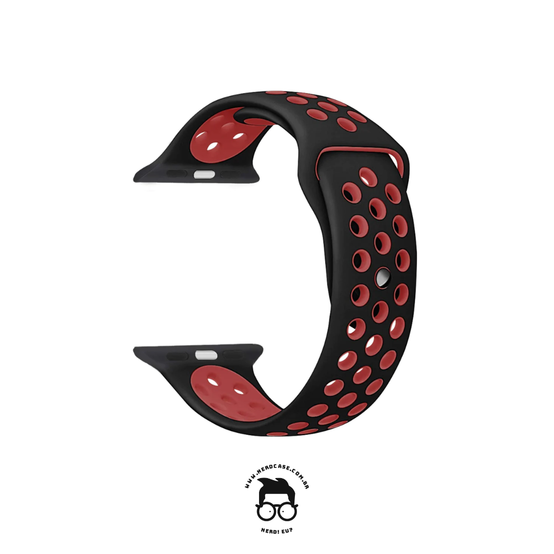 Pulseira 42/44/45/49mm para Apple Watch, Preto/Vermelho