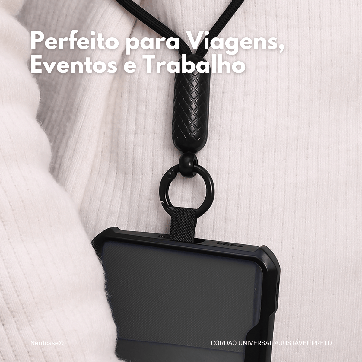 Cordão Universal Nerdcase para Celular, 75cm, Preto