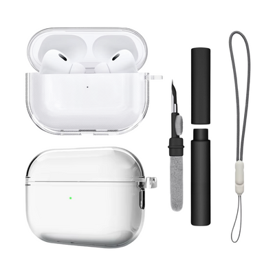 Kit Limpador para Fones e Capa Protetora de Silicone Nerdcase para AirPods Pro 3, Transparente