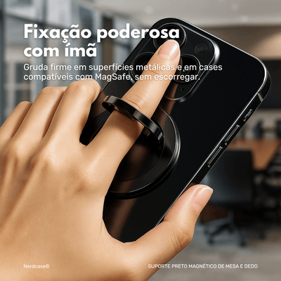 Suporte de Anel para Celular de Mesa Nerdcase Magnético, Inox Preto