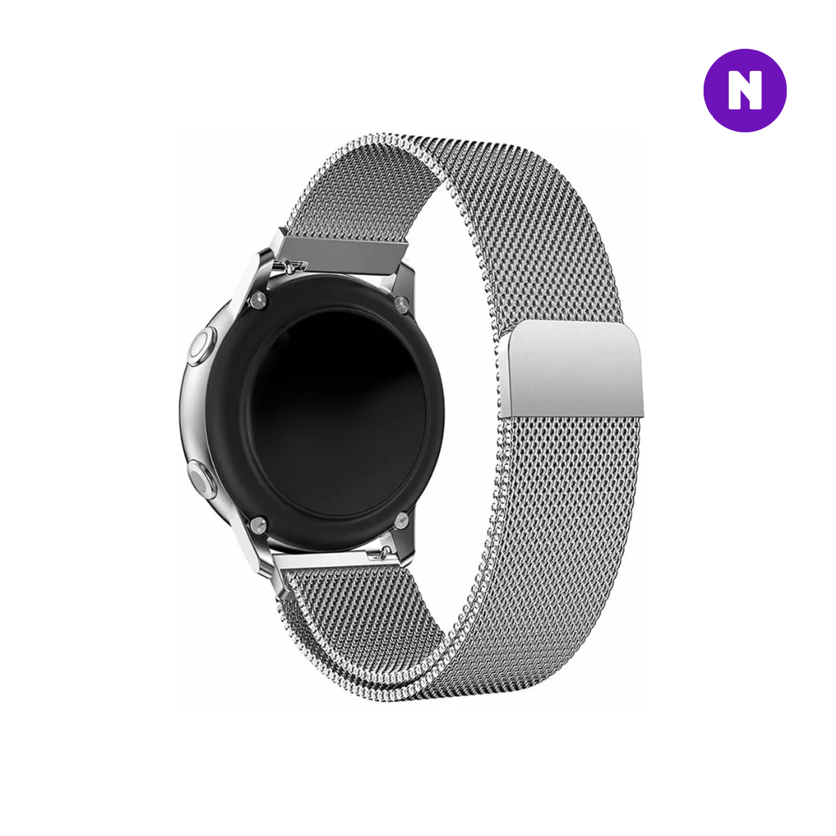 Pulseira 20mm entre Pinos para Samsung Galaxy Watch, Metal, Prata