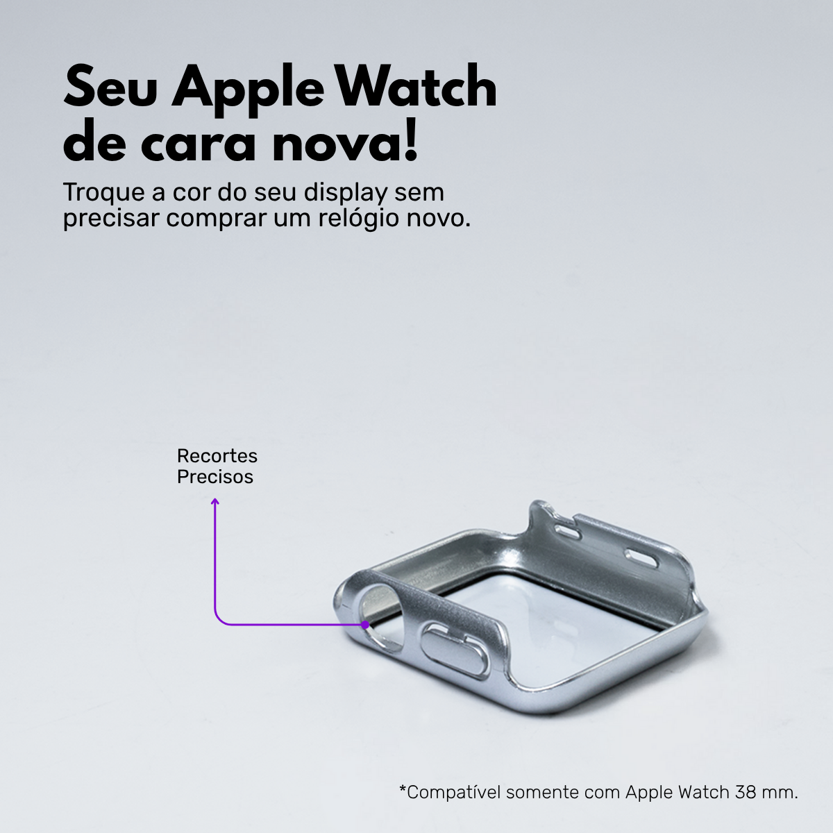 Kit com 2 Capa com Película de Vidro Nerdcase Compatível com Apple Watch 38mm, Prata