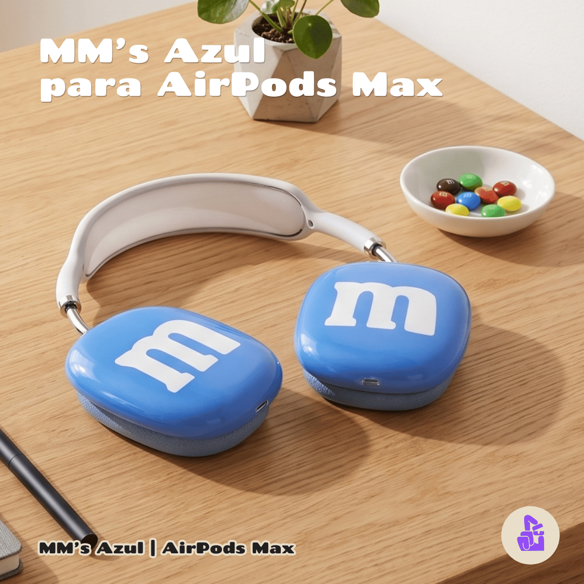 Capa Protetora de Silicone Nerdcase para AirPods Max, Confete MM's Azul