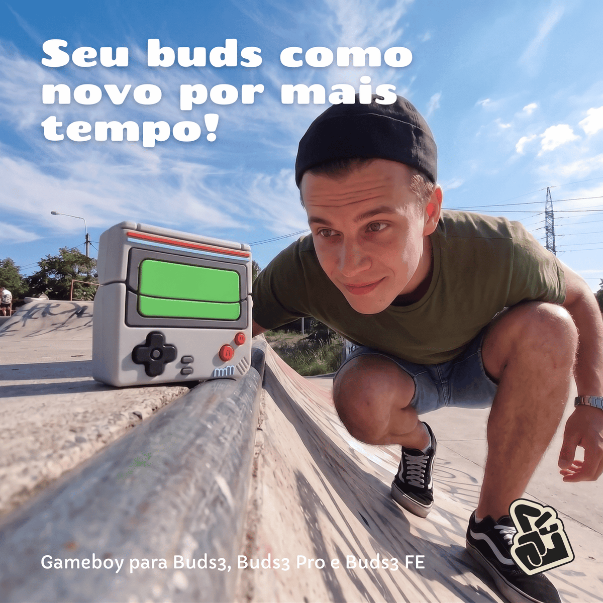 Capa Protetora Nerdcase para Samsung Galaxy Buds 3, Buds 3 Pro, Buds 3 Fe, Silicone, Gameboy