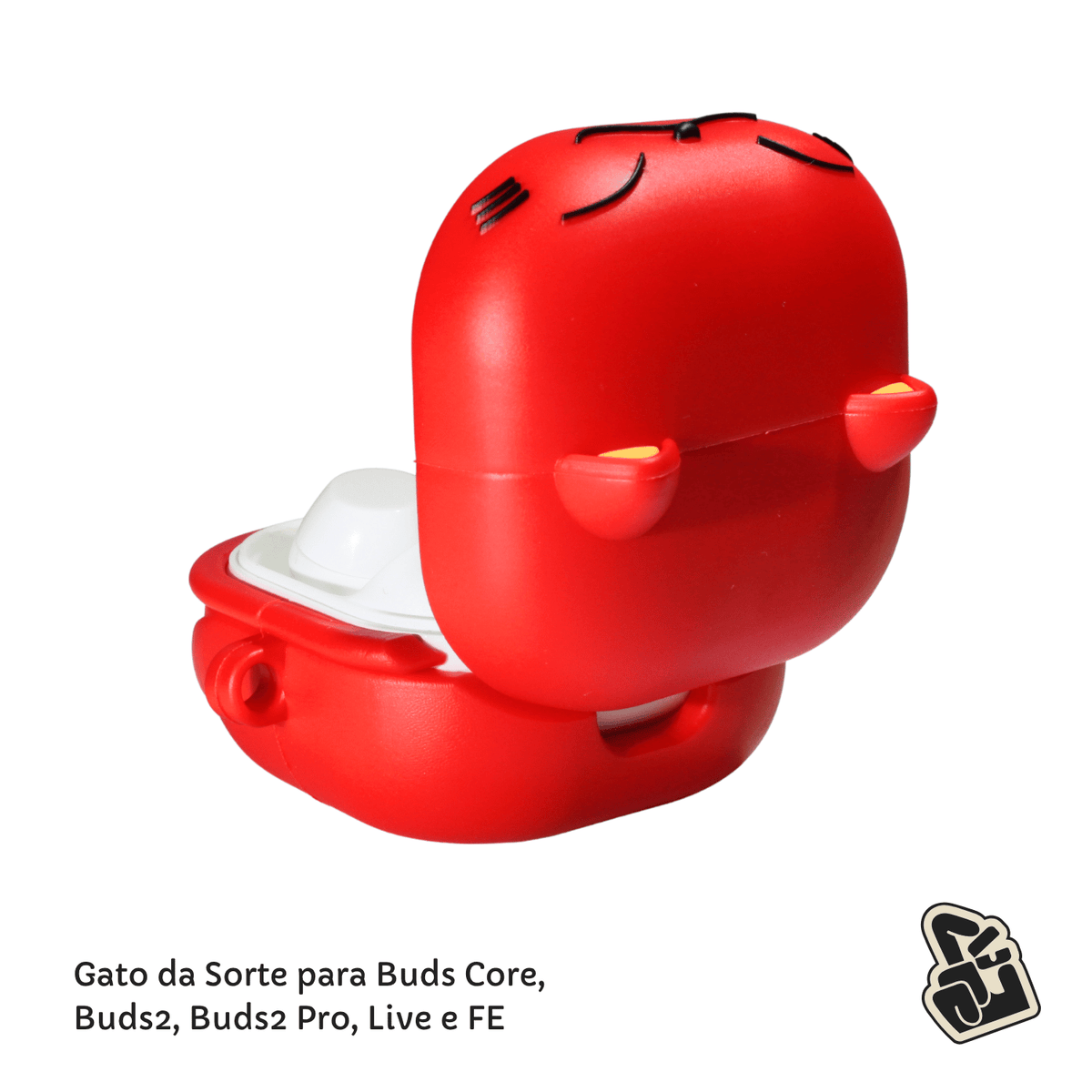 Capa Protetora Nerdcase para Samsung Galaxy Buds 2, Core, FE, Live e Pro, Silicone, Gato da Sorte