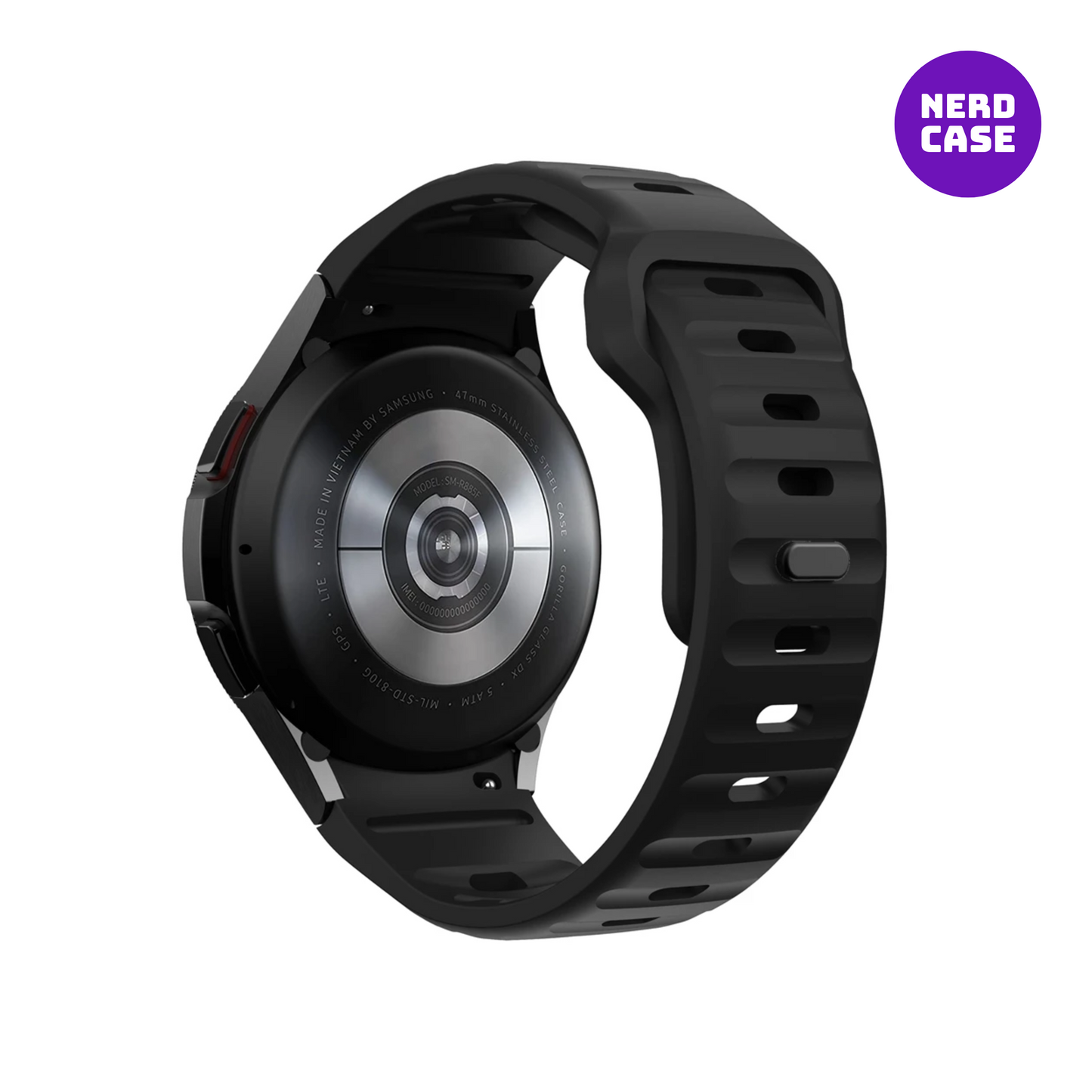 Pulseira 20mm entre Pinos para Samsung Galaxy Watch, Silicone, Preto