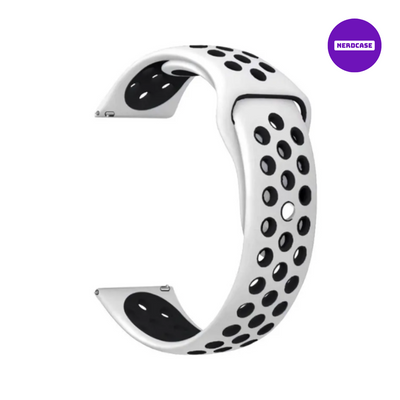NERDCASE, Pulseira NK Silicone, Compatível com Galaxy Watch 44mm/45mm/47mm, Pino 22 Branco/Preto
