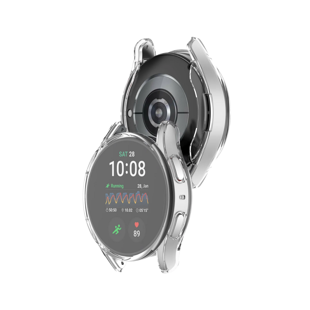 Capa com Película de Vidro Nerdcase Compatível com Samsung Galaxy Watch 6, 44mm, Transparente