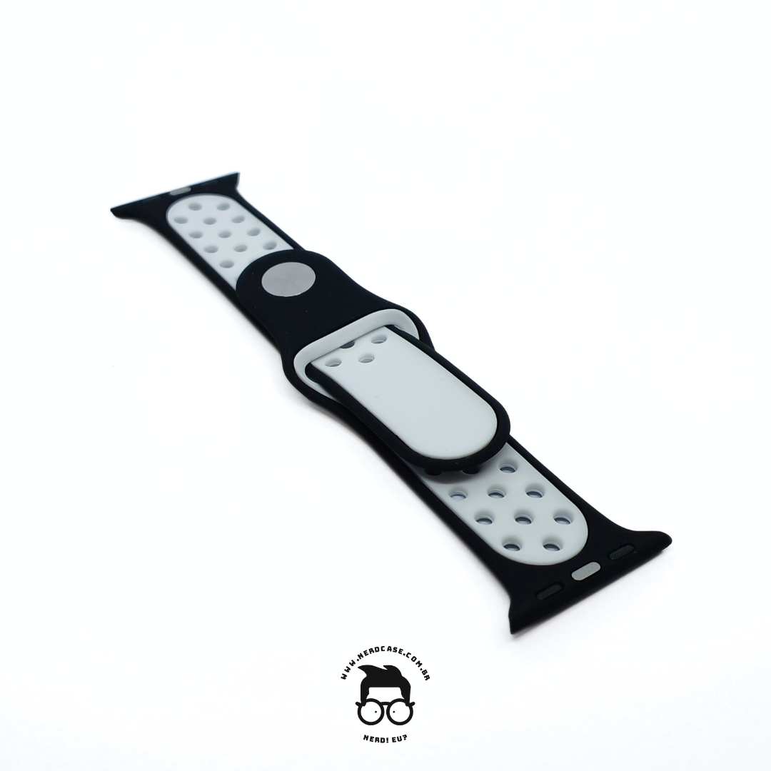 Pulseira 42/44/45/49mm para Apple Watch, Preto/Branco