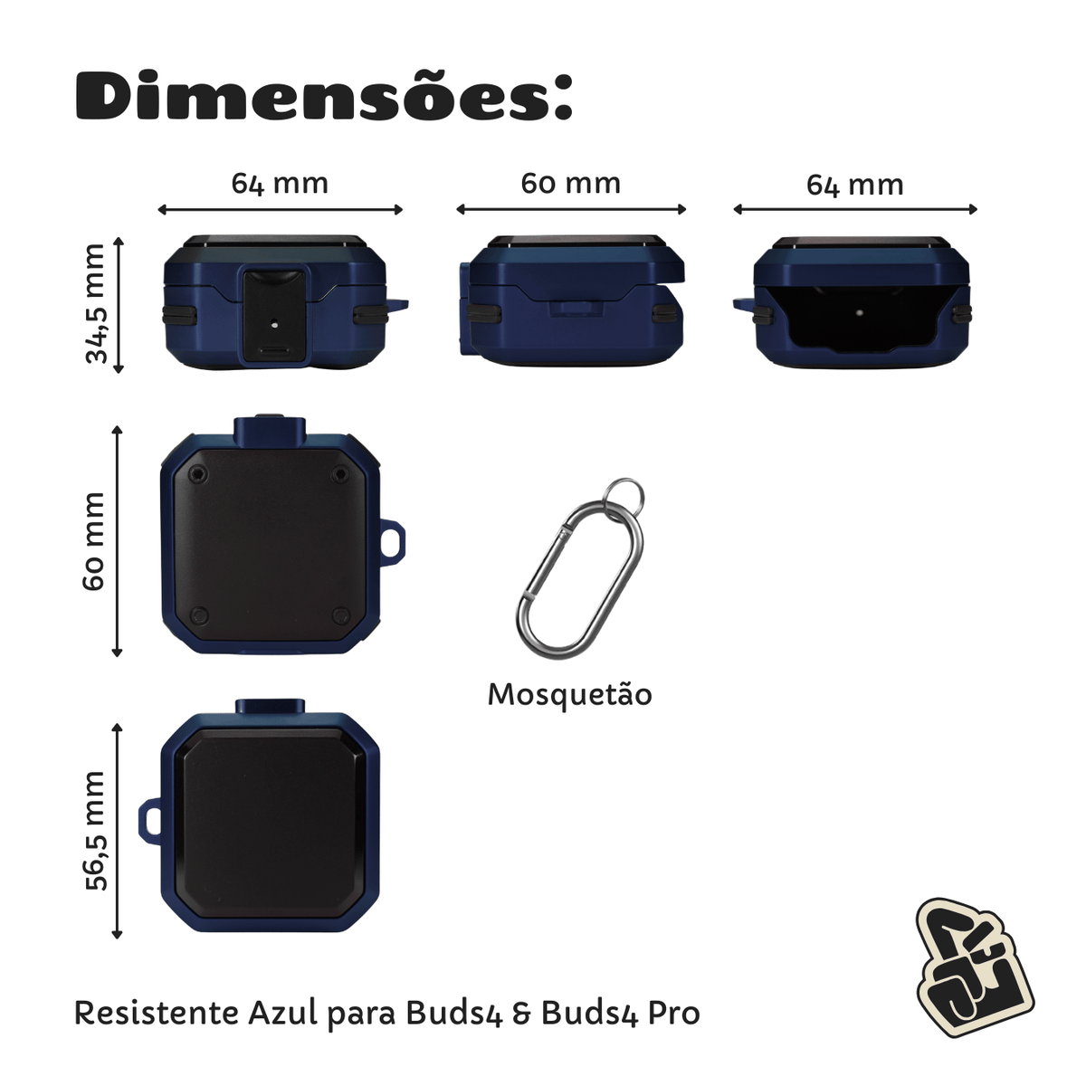 Capa Protetora Nerdcase para Samsung Galaxy Buds 4, Buds 4 Pro, Silicone Premium Resistente, Azul