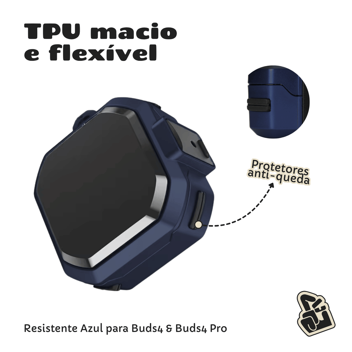 Kit Limpador para Fones e Capa Protetora Nerdcase para Galaxy Buds 4, Buds 4 Pro, Silicone Premium Resistente, Azul