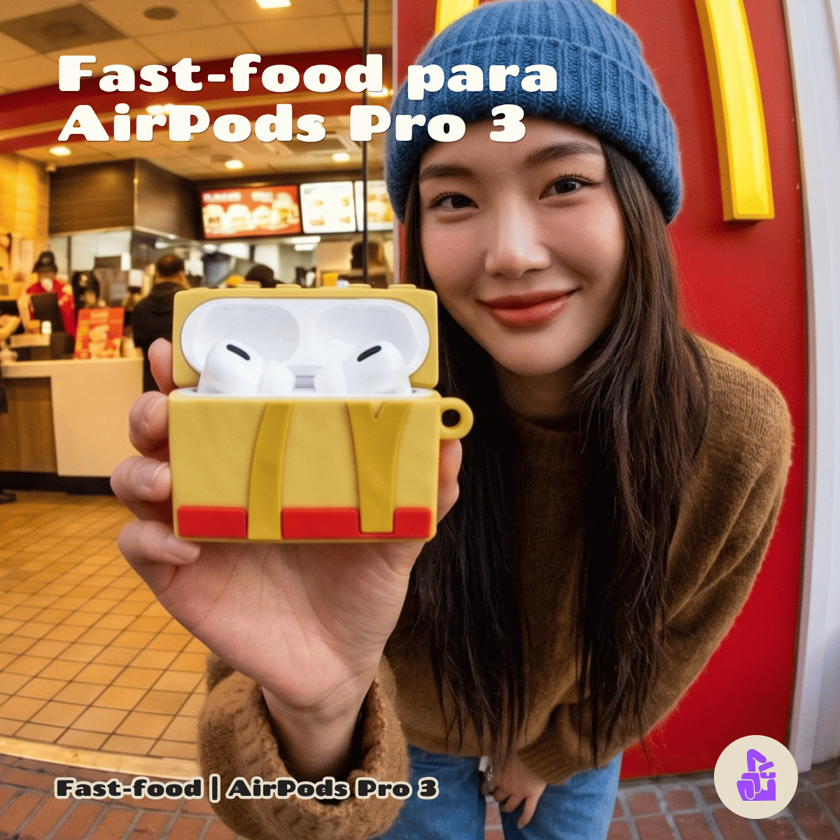 Capa Protetora de Silicone Nerdcase para AirPods Pro 3, Fast Food