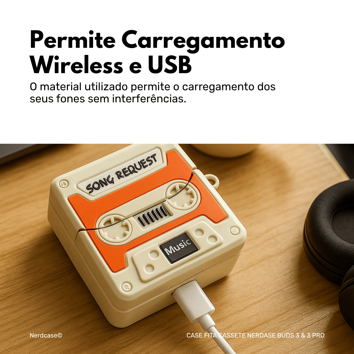 Capa Protetora Fita Cassete Nerdcase Compatível com Samsung Galaxy Buds 3