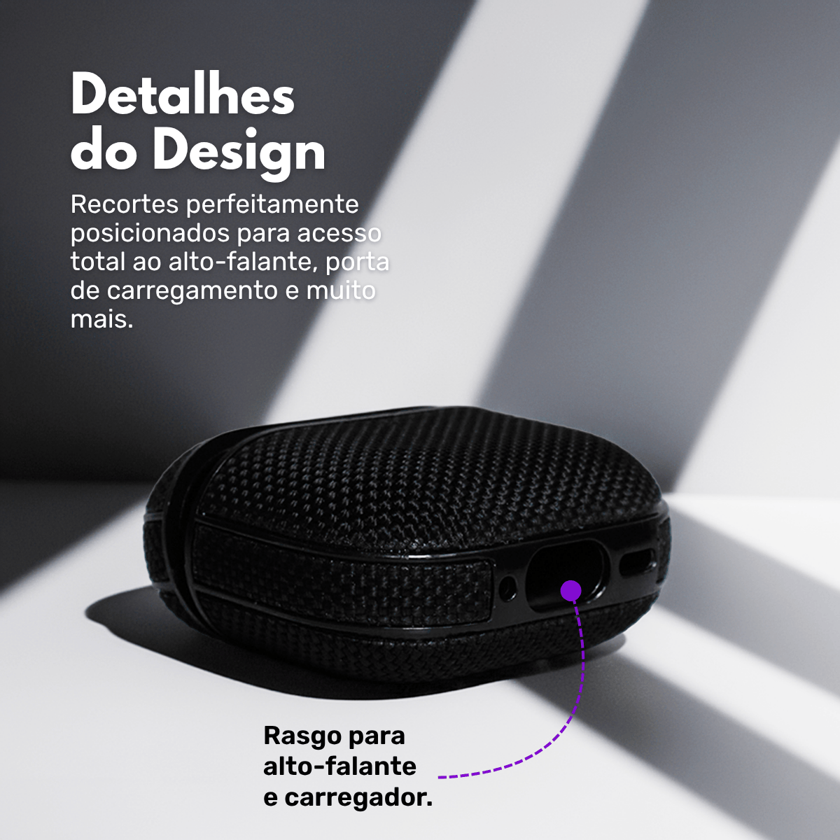Capa Protetora Nerdcase de Silicone Texturizada Compatível com AirPods 4, Preta