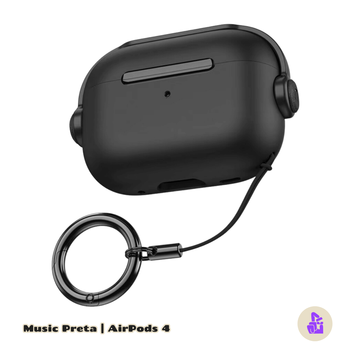 Capa Protetora de Silicone Nerdcase para AirPods 4, Music Preta