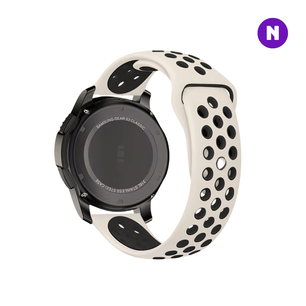 Pulseira 20mm entre Pinos para Samsung Galaxy Watch, Bege/Preto