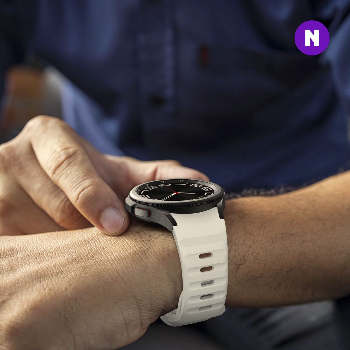 Pulseira 20mm entre Pinos para Samsung Galaxy Watch, Silicone, Bege