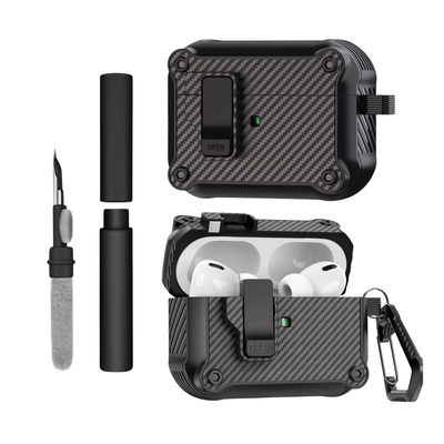 Kit Limpador para Fones e Capa Protetora Bunker Nerdcase para AirPods Pro 1 e 2, Preto