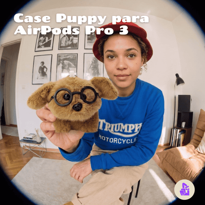 Capa de Pelúcia Nerdcase para AirPods Pro 3, Cachorro Puppy