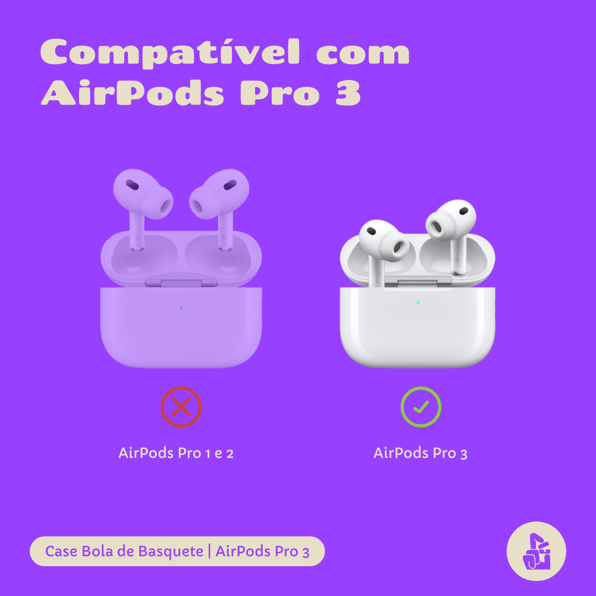 Kit Limpador para Fones e Capa Protetora Nerdcase para AirPods Pro 3, Bola de Basquete
