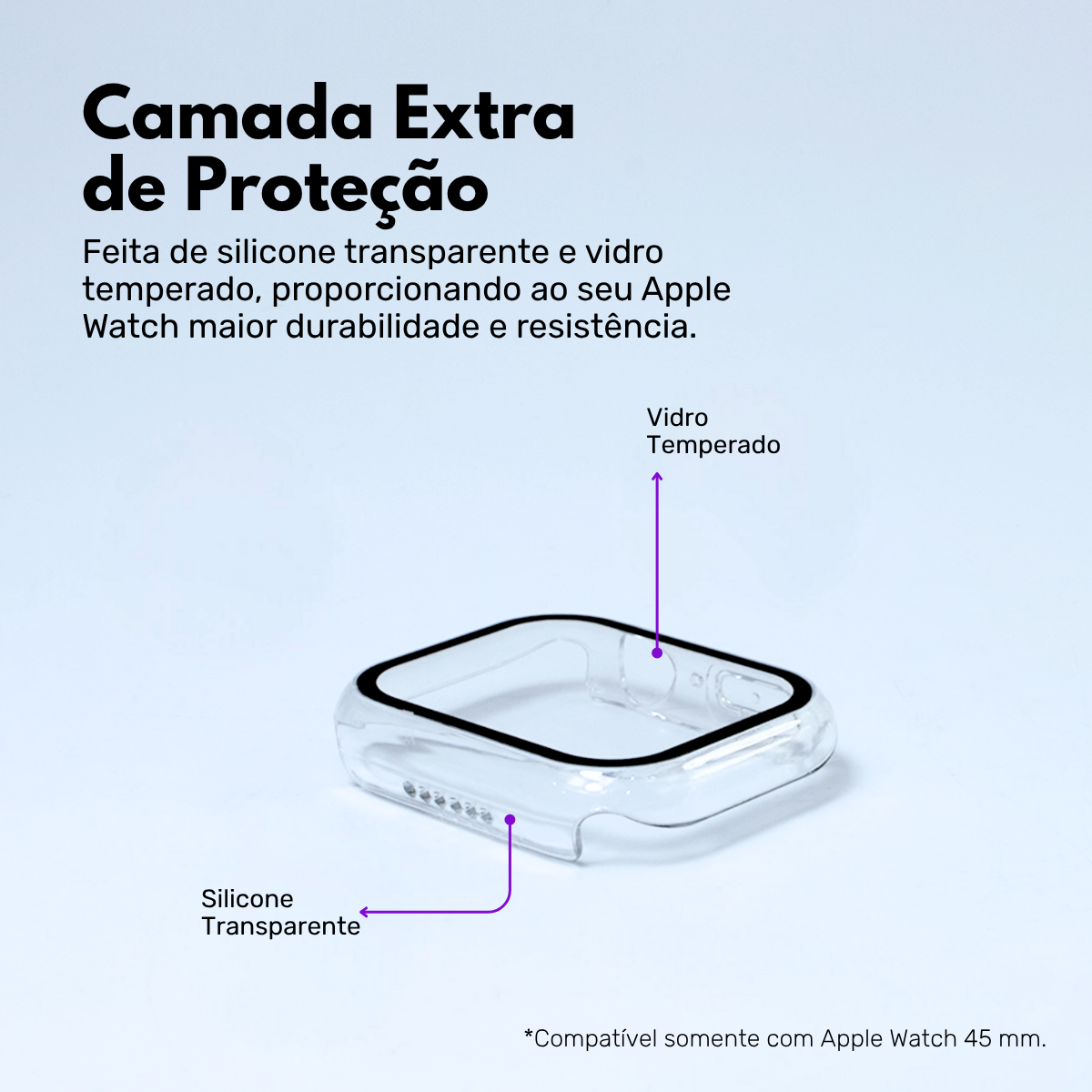 Capa com Película de Vidro Nerdcase Compatível com Apple Watch Ultra 49mm, Transparente