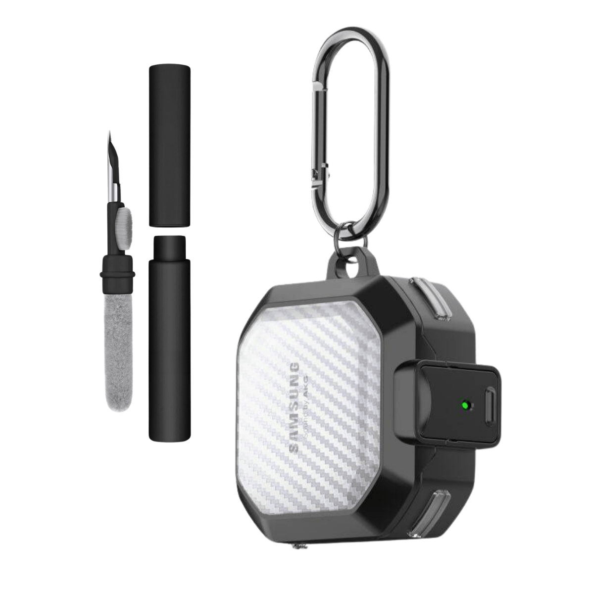 Kit Caneta Limpeza e Capa Protetora Nerdcase Compatível com Samsung Galaxy Buds FE, Buds Core, Buds 2, Pro e Live, Resis