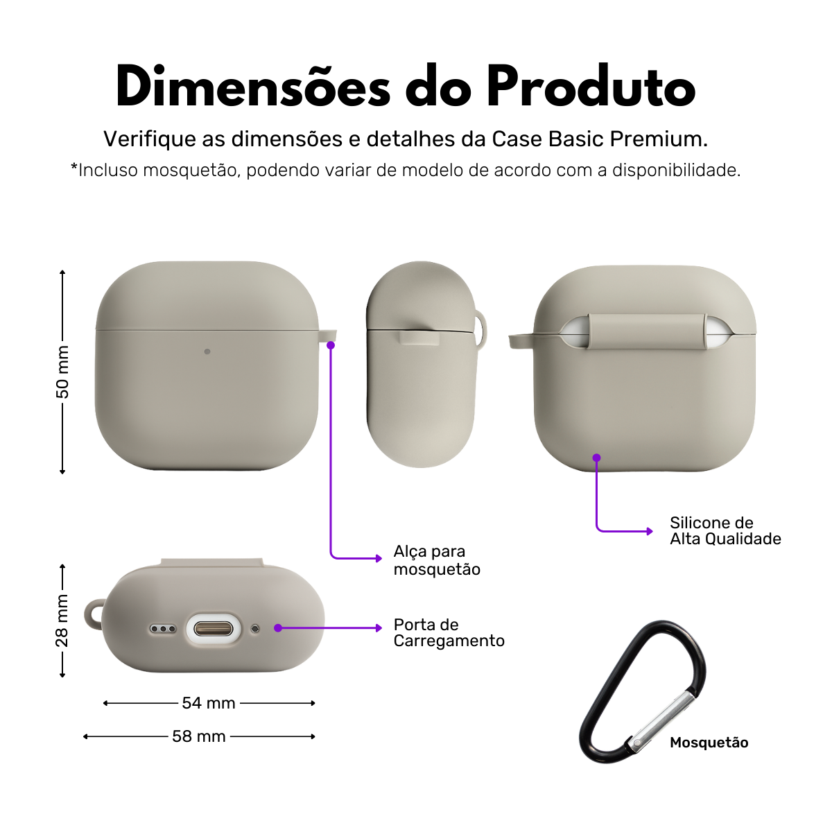 Capa Protetora Nerdcase Compatível com AirPods 4, Silicone Premium, Cinza Escuro