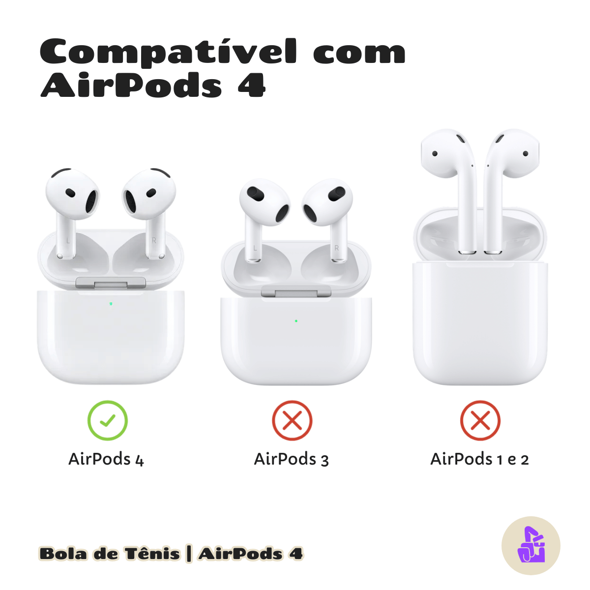 Capa Protetora de Silicone Nerdcase para AirPods 4, Bola de Tênis