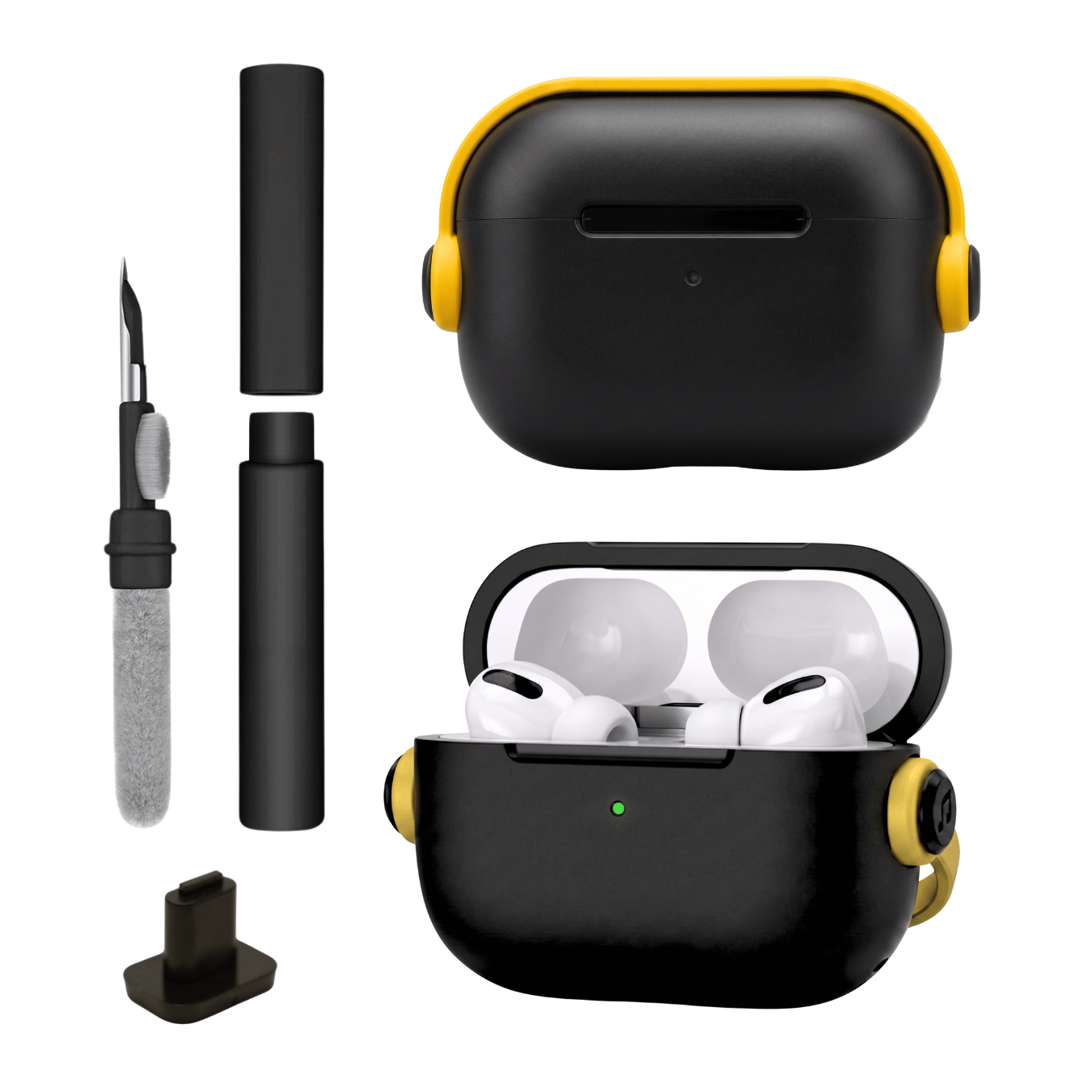 Capa Protetora de Silicone Nerdcase para AirPods Pro 3, Music Preta com detalhe Amarelo