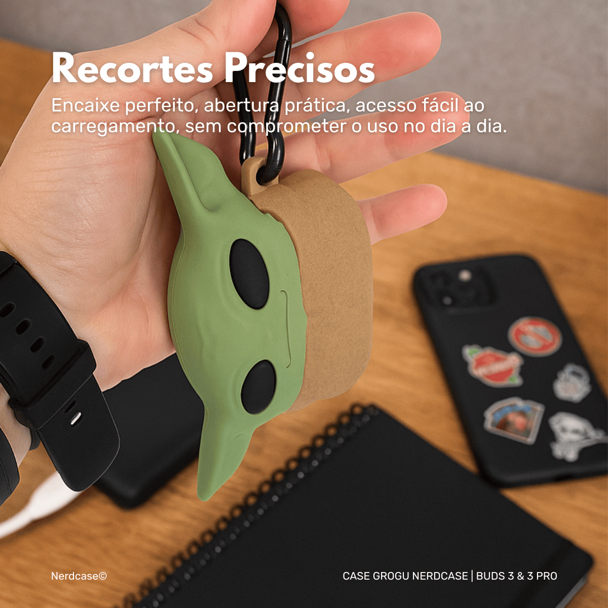 Capa Protetora Nerdcase Compatível com Samsung Galaxy Buds 3/3 Pro, Baby Yoda